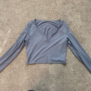 Grey cropped lululemon long sleeve